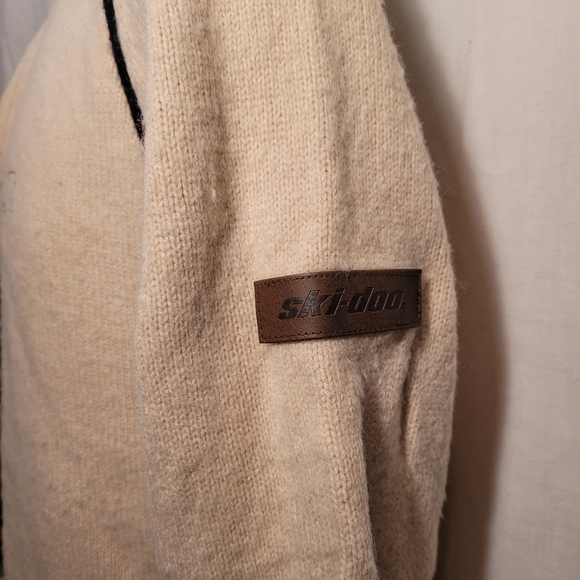 Tan Ski-doo Wool Blend 1/4 Zip Sweater - Picture 3 of 9